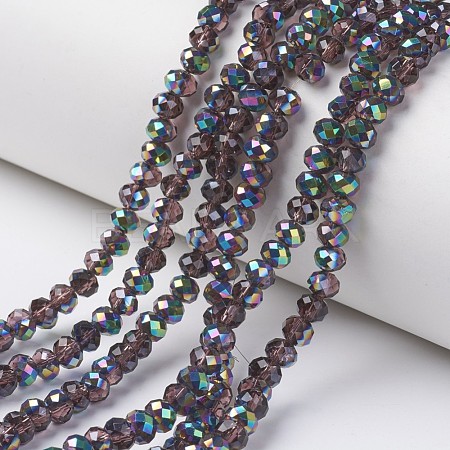 Electroplate Transparent Glass Beads Strands EGLA-A034-T6mm-Q05-1