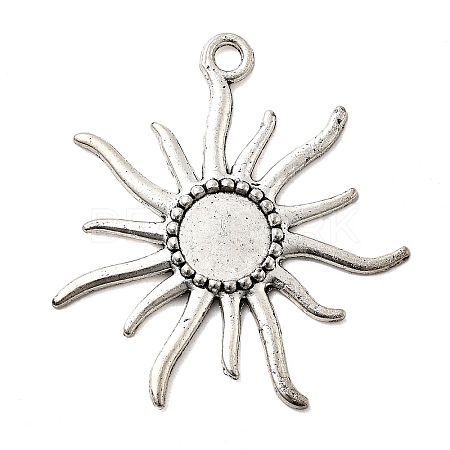 Tibetan Style Alloy Sun Pendant Cabochon Settings TIBEP-Q043-079-RS-1