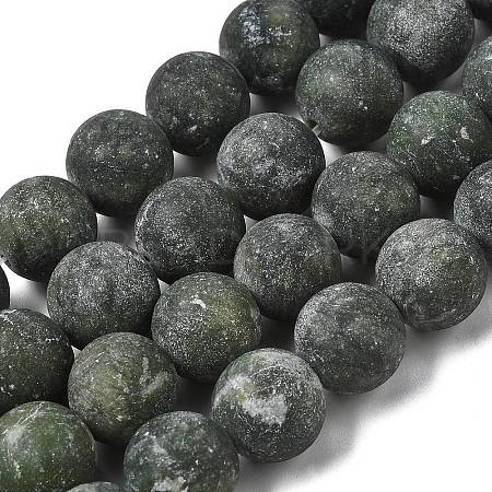 Round Frosted Natural TaiWan Jade Bead Strands G-M248-12mm-02-1