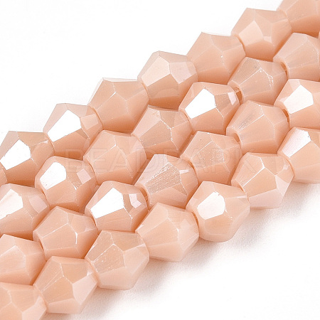 Opaque Solid Color Electroplate Glass Beads Strands EGLA-A039-P6mm-A06-1