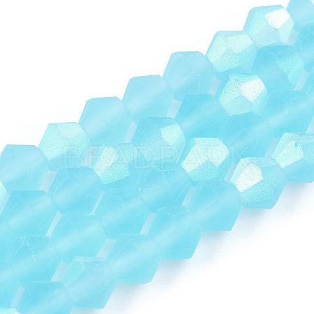 Imitate Austrian Crystal Bicone Frosted Glass Beads Strands EGLA-A039-T3mm-MB20-1