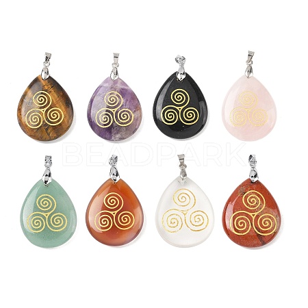 Natural Mixed Gemstone Pendants G-F786-09N-1
