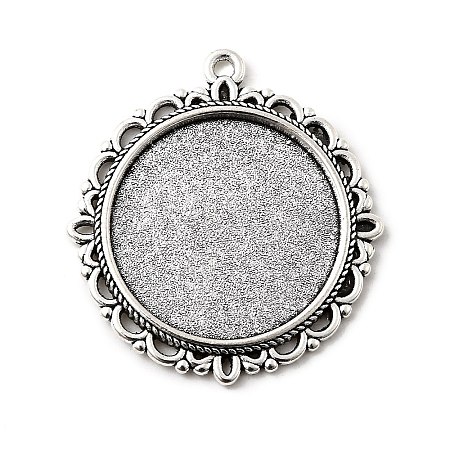 Tibetan Style Alloy Pendant Cabochon Settings TIBE-T003-06AS-RS-1