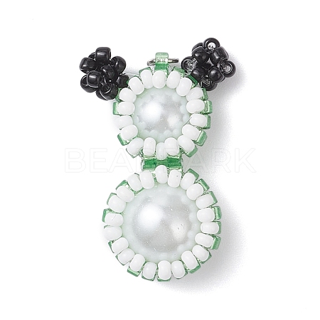 Glass Seed Beaded Snowman Pendants PALLOY-MZ00888-04-1