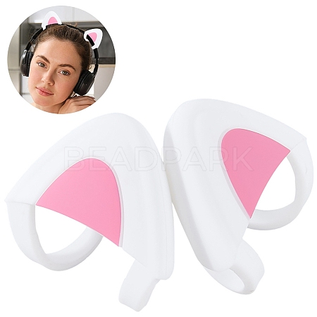 1 Pair Silicone Cat Ear Headphones Decorations DIY-CP0013-62A-1