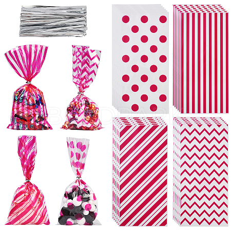 100Pcs 4 Styles Rectangle Plastic Candy Bags ABAG-WH20013-19E-1