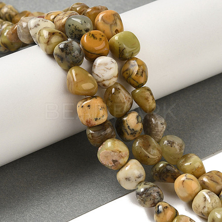 Natural Yellow Moss Agate Beads Strands G-B078-D13-01-1