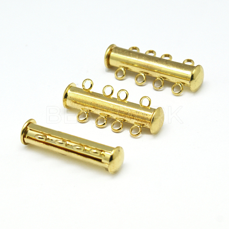4-Strands 8-Holes Tube Brass Magnetic Slide Lock Clasps KK-D474-G-NF-1