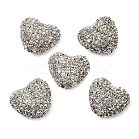 Sparkling Acrylic Heart Beads with Rhinestone Embellishment OACR-NH0001-02B-07-1