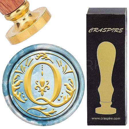 Brass Wax Seal Stamps with Wood Handle AJEW-WH0412-0250-1