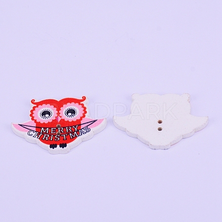 2-Hole Printed Wooden Buttons WOOD-WH0104-19-1