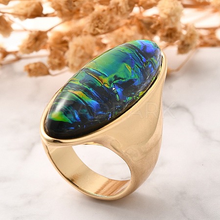 Resin Horse Eye Finger Rings LS-RJEW-R006-01G-02-1