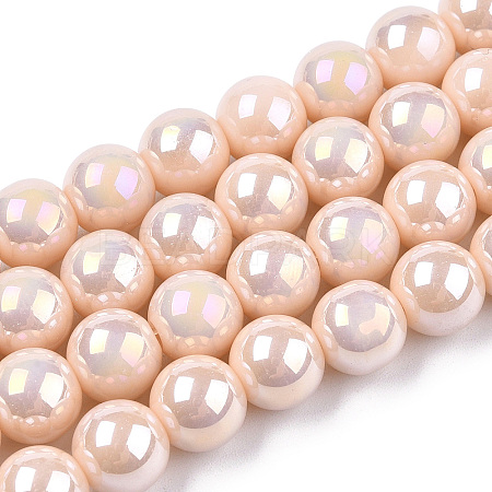 Electroplate Opaque Glass Beads Strands GLAA-T032-P10mm-AB09-1