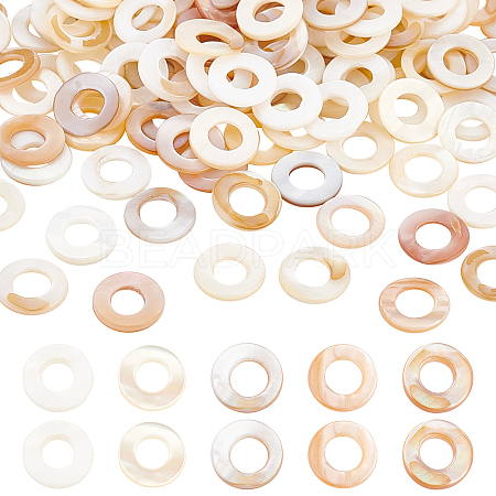 200pcs Natural Freshwater Shell Linking Rings SHEL-PH0001-22-1
