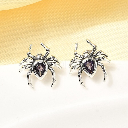 925 Sterling Silver Micro Pave Cubic Zirconia Stud Earrings EJEW-Z133-01AS-1