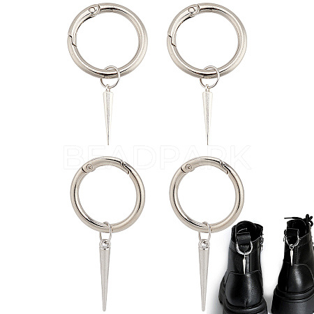 4Pcs 2 Styles Cone Spike Alloy Shoe Charms HJEW-AB00730-1