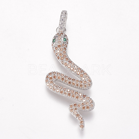 Brass Micro Pave Cubic Zirconia Pendants ZIRC-K074-26-01P-1