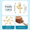 10Pcs Cross with Fish Brass Pendants PALLOY-TAC0271-4