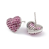 Heart Brass Cubic Zirconia Ear Studs for Women Men EJEW-K245-01P-3