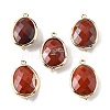 Natural Red Jasper Faceted Oval Connector Charms G-H323-02G-05-1