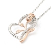 Clear Cubic Zirconia Heart with Rose Pendant Necklace NJEW-F293-01B-RG-1