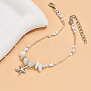 Natural White Jade Chips & Glass Beads Anklets WGE754A-02-3