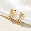 C-Shaped Brass Micro Pave Clear Cubic Zirconia Cuff Earrings EJEW-L316-01G-14-2