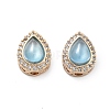 Brass Light Sky Blue Glass Teardrop Multi-Strand Links KK-B125-09G-1
