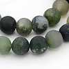 Frosted Round Natural Moss Agate Beads Strands X-G-J338-04-8mm-1