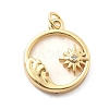 Rack Plating Brass with Cubic Zirconia Pendants and Shell KK-Q017-11G-1