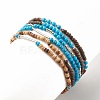 6Pcs 6 Style Natural Coconut & Synthetic Turquoise Beaded Stretch Anklets Set with Brass Tube AJEW-AN00482-5