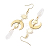 Rough Natural Quartz Crystal Dangle Earrings EJEW-JE05877-02-3