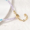 7 Chakra Faceted Round Cubic Zirconia Beaded Necklaces with Brass End Chains for Women NJEW-L014-05G-3