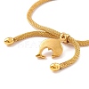 Rhinestone Dolphin Charm Slider Bracelet with Round Mesh Chain for Women BJEW-C013-06G-4