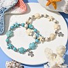 2Pcs 2 Colors Starfish & Turtle Dyed Synthetic Turquoise Beaded Stretch Bracelet Sets BJEW-JB10925-1