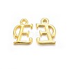 Golden Plated Alloy Letter Pendants X-PALLOY-J718-01G-E-1