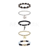 5Pcs 5 Style Natural Lava Rock & Natural Quartz & Synthetic Hematite Stretch Bracelets Set BJEW-JB08739-1