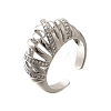 Brass Micro Pave Clear Cubic Zirconia Cuff Rings for Women RJEW-Q008-04P-2