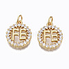 Brass Micro Pave Clear Cubic Zirconia Pendants ZIRC-N039-137-NF-1
