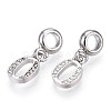 Platinum Rack Plating Alloy Rhinestone European Dangle Charms PALLOY-T048-36P-O-2