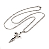 Alloy Black Enamel Ring Cross Pendant Necklaces NJEW-R001-05P-3