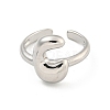 Brass Letter Open Cuff Rings for Women RJEW-G313-01C-P-2