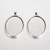 Oval Tibetan Style Alloy Big Pendant Cabochon Settings PALLOY-K109-05AS-RS-1