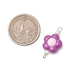 Two Tone Opaque Acrylic & Glass Pearl Flower Connector Charms PALLOY-JF03484-02-2