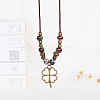 Alloy Pendant Waxed Cord Necklaces FS-WGBC2DA-11-1