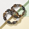 Natural Banded Agate Bead Stretch Bracelets G-P570-01M-3
