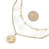 304 Stainless Steel Moon Sun & Natural Freshwater Shell Star Pendant Double Layer Necklaces for Women NJEW-JN05404-3
