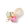 Natural Cowrie Shell & Dyed Natural Trochid Shell Nuggets Beaded Pendants PALLOY-JF04584-01-5