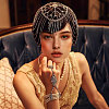 Metal Rhinestone Tassel Hair Chain Hat for Bridal DIY-WH0504-183-5