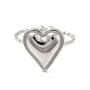 Non-Tarnish 304 Stainless Steel Heart Open Cuff Ring for Women RJEW-E066-04P-2
